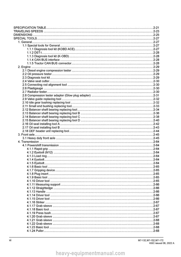 Kubota M7-132 M7-152 M7-172 Tractor Workshop Service Manual PDF Download