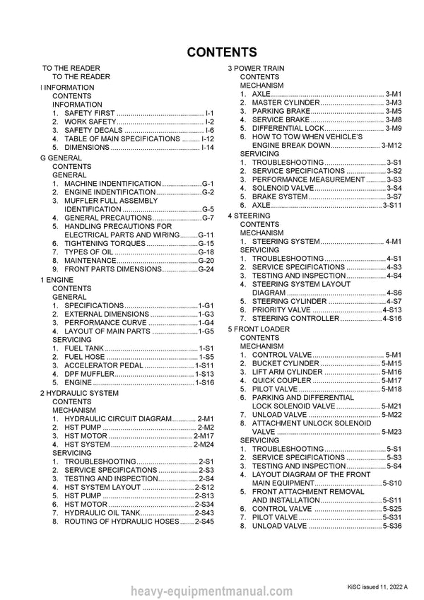 Kubota R085 Wheel Loader Workshop Service Manual (RY911-22698) PDF Download
