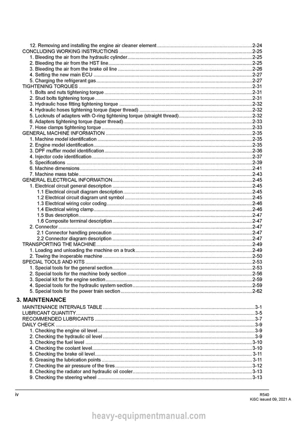 Kubota R540 Wheel Loader Workshop Service Manual (RY911-29302) PDF Download