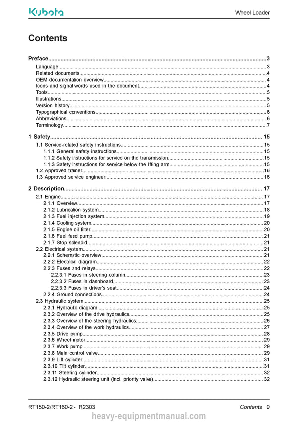 Kubota RT150-2 RT160-2 Wheel Loader Service Manual (TOB-0086764) PDF Download