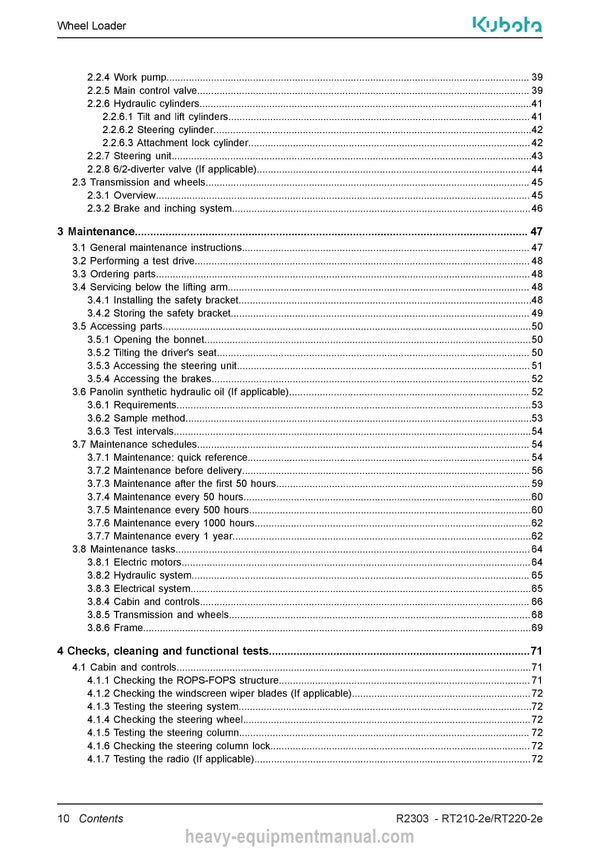 Kubota RT210-2e RT220-2e Wheel Loader Service Manual PDF Download