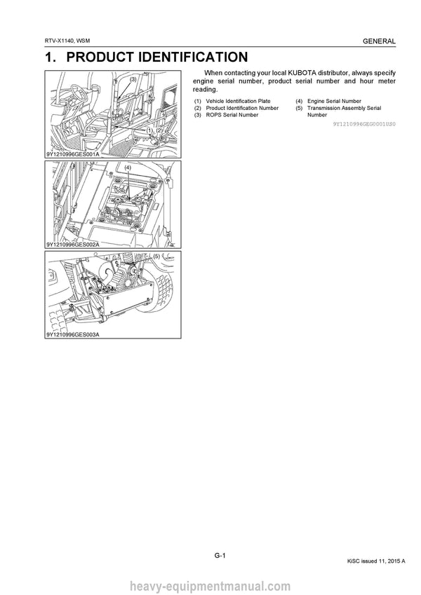 Kubota RTV-X1140 Utility Vehicle Workshop Service Manual (9Y111-09960) PDF Download
