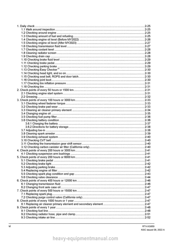 Kubota RTV-XG850 Utility Vehicle Workshop Service Manual (9Y111-18026) PDF Download