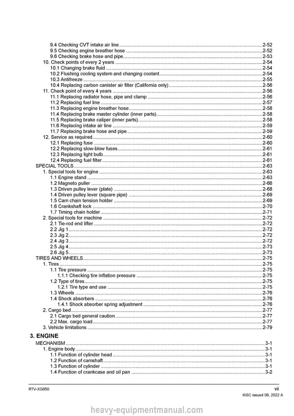 Kubota RTV-XG850 Utility Vehicle Workshop Service Manual PDF Download