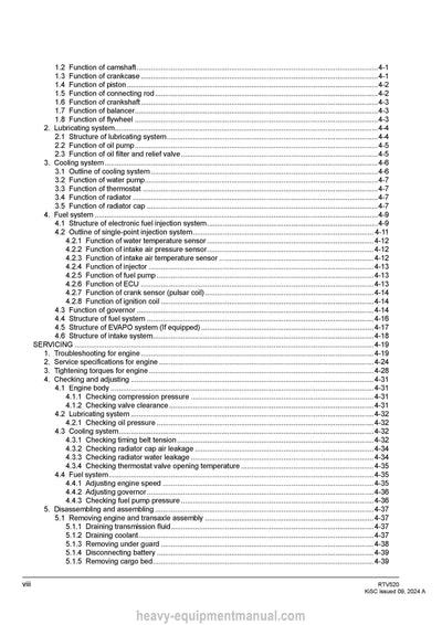 Kubota RTV520 Utility Vehicle Workshop Service Manual PDF Download