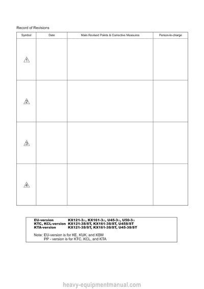 Kubota KX161-3 KX121-3 KX121-3S/ST KX161-3S/ST Excavator Workshop Manual PDF
