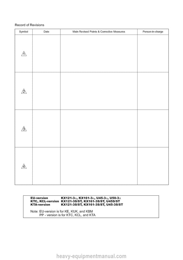 Kubota U45-3 U50-3 U45S/ST U45-3S/ST Excavator Workshop Manual PDF Download