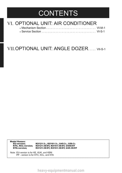 Kubota KX161-3 KX121-3 KX121-3S/ST KX161-3S/ST Excavator Workshop Manual PDF