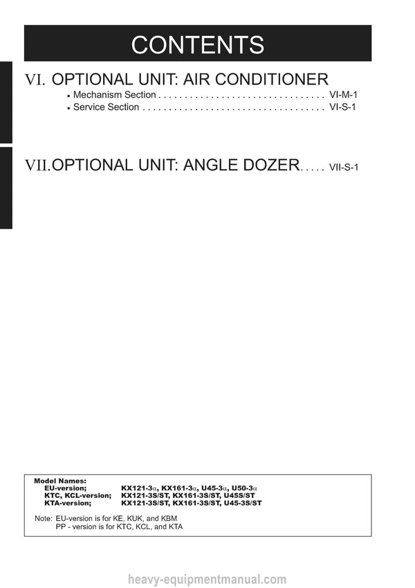 Kubota U45-3 U50-3 U45S/ST U45-3S/ST Excavator Workshop Manual PDF Download