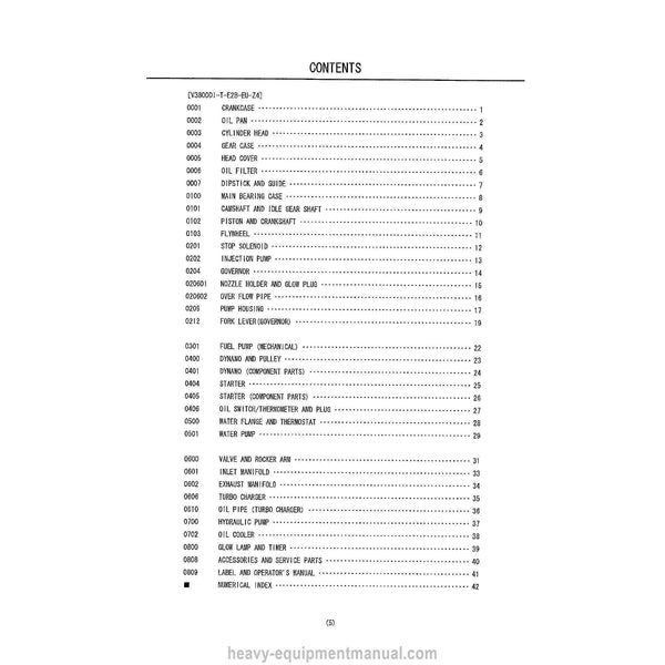 Kubota V3800DI-E2B Diesel Engine Parts Manual PDF