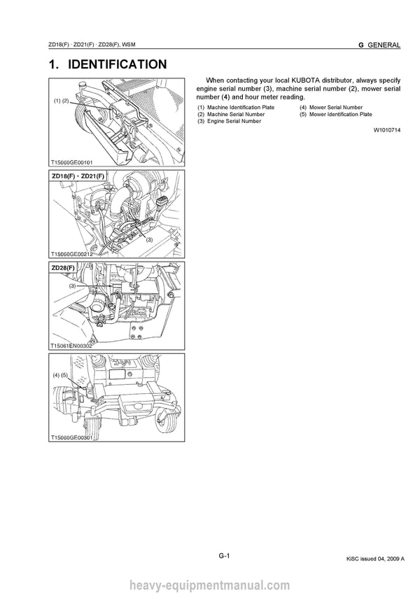 Kubota ZD18(F), ZD21(F), ZD25F, ZD28(F) Zero Turn Mower Service Manual PDF