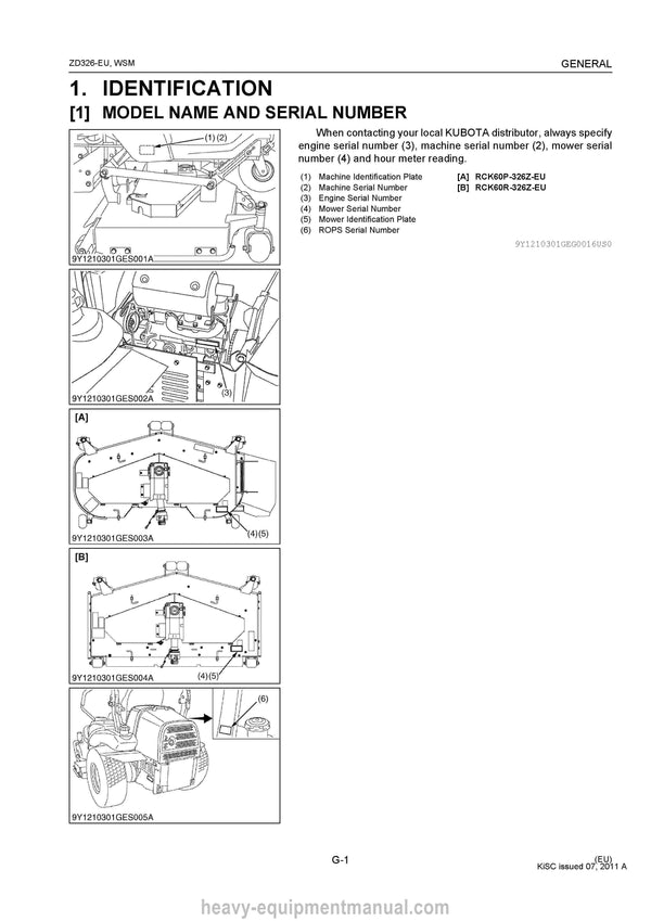 Kubota ZD326-EU ZD326-60R-EU Zero Turn Mower Workshop Manual PDF Download