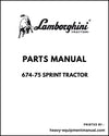 Lamborghini 674-75 SPRINT Tractor Parts Manual - Pdf Download