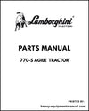 Lamborghini 770-s Agile Tractor Parts Manual - Pdf Download