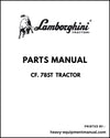 Lamborghini CF. 78ST Tractor Parts Manual - Pdf Download