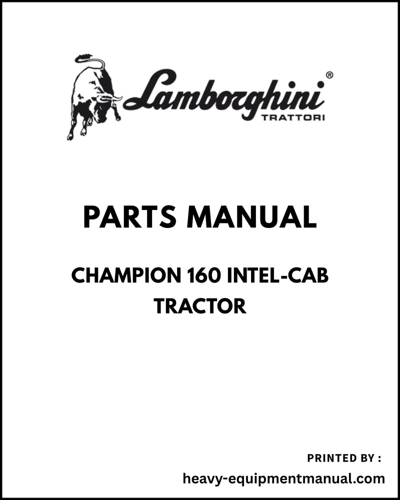 Lamborghini CHAMPION 160 INTEL-CAB Tractor Parts Manual - Pdf Download
