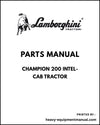 Lamborghini CHAMPION 200 INTEL-CAB Tractor Parts Manual - Pdf Download