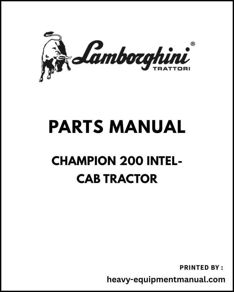 Lamborghini CHAMPION 200 INTEL-CAB Tractor Parts Manual - Pdf Download