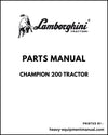 Lamborghini CHAMPION 200 Tractor Parts Manual - Pdf Download