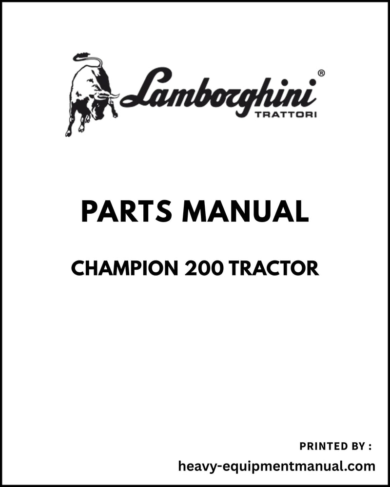 Lamborghini CHAMPION 200 Tractor Parts Manual - Pdf Download