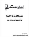 Lamborghini CV. 70 C-N Tractor Parts Manual - Pdf Download