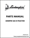 Lamborghini GRIMPER 560-N Tractor Parts Manual - Pdf Download