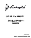 Lamborghini HIGH CLEARANCE 90 Tractor Parts Manual - Pdf Download