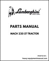 Lamborghini MACH 220 ST Tractor Parts Manual - Pdf Download