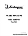 Lamborghini NITRO 110 T4i VRT Tractor Parts Manual - Pdf Download