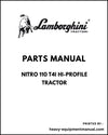 Lamborghini Nitro 110 T4i Hi-Profile Tractor Parts Manual - Pdf Download