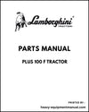 Lamborghini PLUS 100 F Tractor Parts Manual - Pdf Download