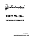 Lamborghini PREMIUM 1600 Tractor Parts Manual - Pdf Download
