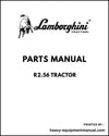 Lamborghini R2.56 Tractor Parts Manual - Pdf Download