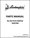 Lamborghini R6.150 T4i Hi-Profile Tractor Parts Manual - Pdf Download