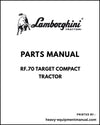 Lamborghini RF.70 TARGET Compact Tractor Parts Manual - Pdf Download