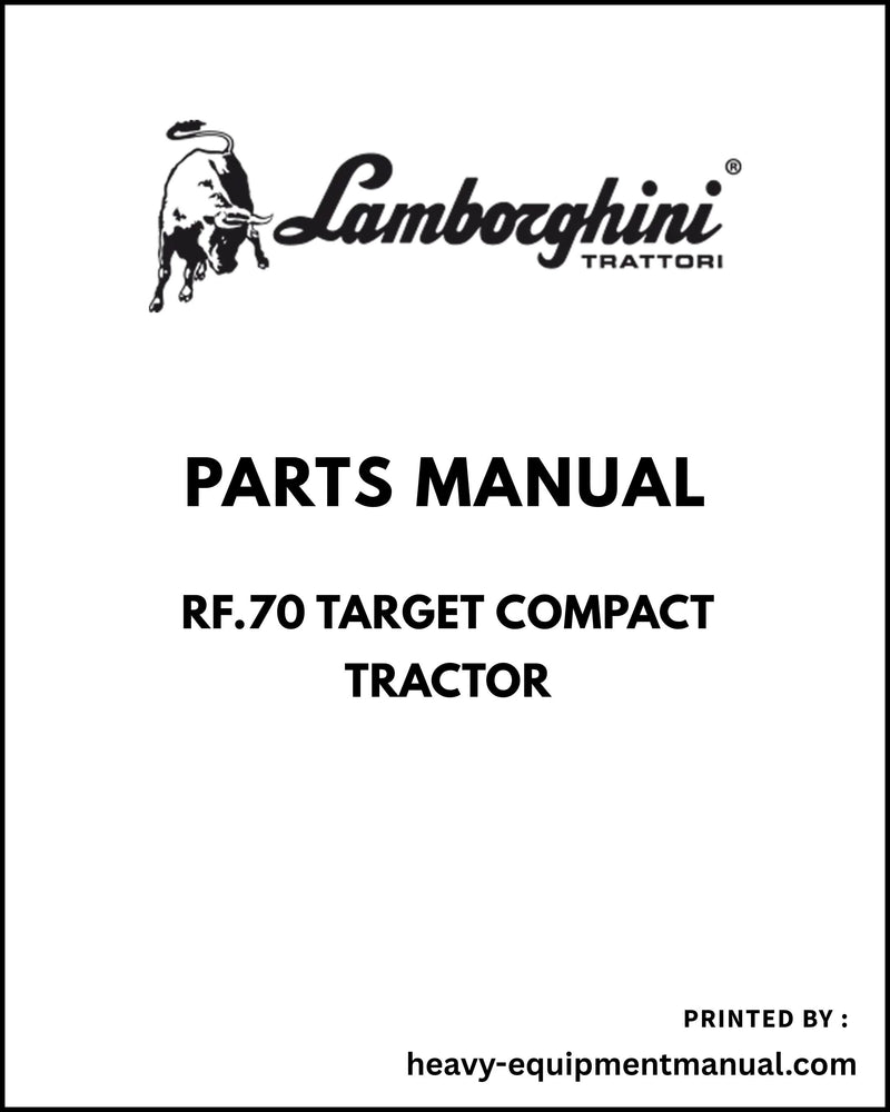 Lamborghini RF.70 TARGET Compact Tractor Parts Manual - Pdf Download