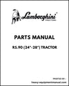 Lamborghini RS.90 (24"-28") Tractor Parts Manual - Pdf Download