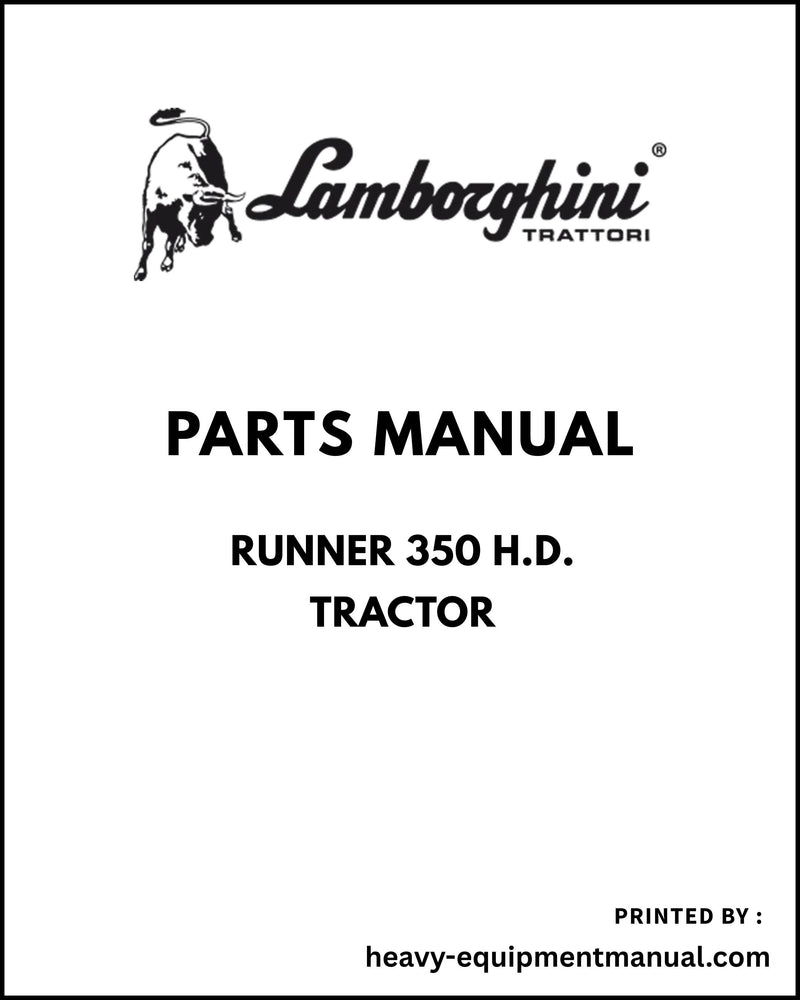 Lamborghini RUNNER 350 H.D. Tractor Parts Manual - Pdf Download