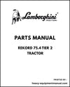 Lamborghini Rekord 75.4 Tier 2 Tractor Parts Manual - Pdf Download -> L10S704WXE15001