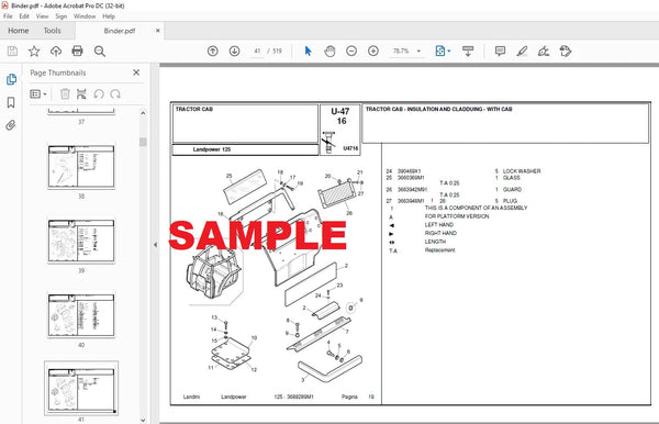 Landini Landpower 125 Tractor Parts Manual PDF