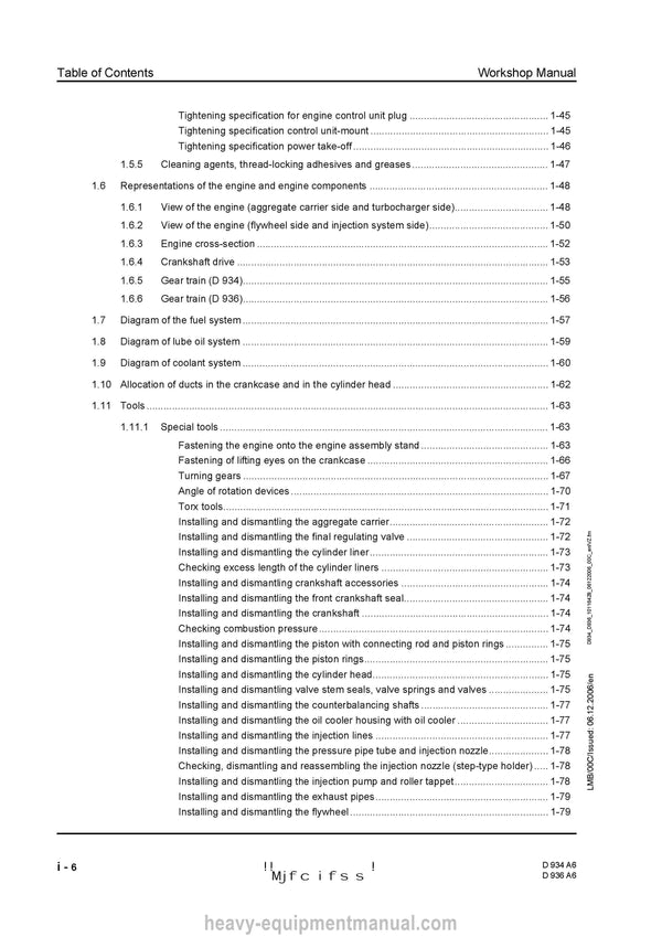 Liebherr D934 A6 - D936 A6 Diesel Engine Workshop Service Manual