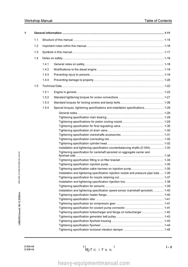 Liebherr D934 A6 - D936 A6 Diesel Engine Workshop Service Manual