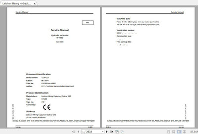 Liebherr Mining Crawler Excavator R9200 410 40001 Service Manual