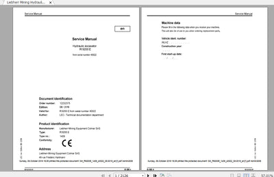 Liebherr Mining Crawler Excavator R9200E 1409 40022 Service Manual