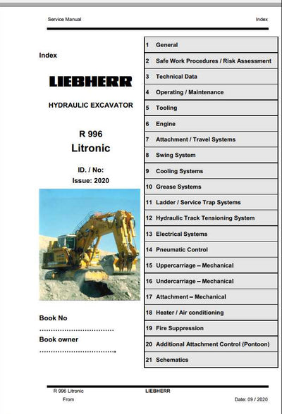 Liebherr Mining Crawler Excavator R996_173 Service Manual