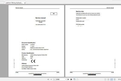 Liebherr Mining Crawler Excavator R9400 1629 31279 Service Manual