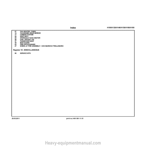 Linde H100 H120 H140 H150 H160 H180 Forklift Truck Parts Manual PDF