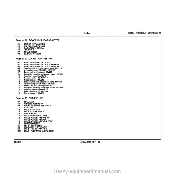 Linde H100 H120 H140 H150 H160 H180 Forklift Truck Parts Manual PDF