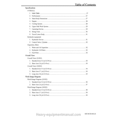 Link-Belt 240X2-MH Excavator Service Manual PDF
