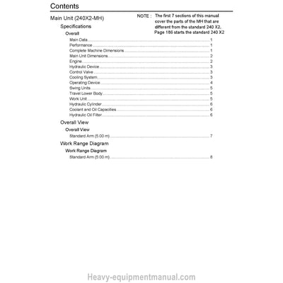 Link-Belt 240X2-MH Excavator Service Manual PDF